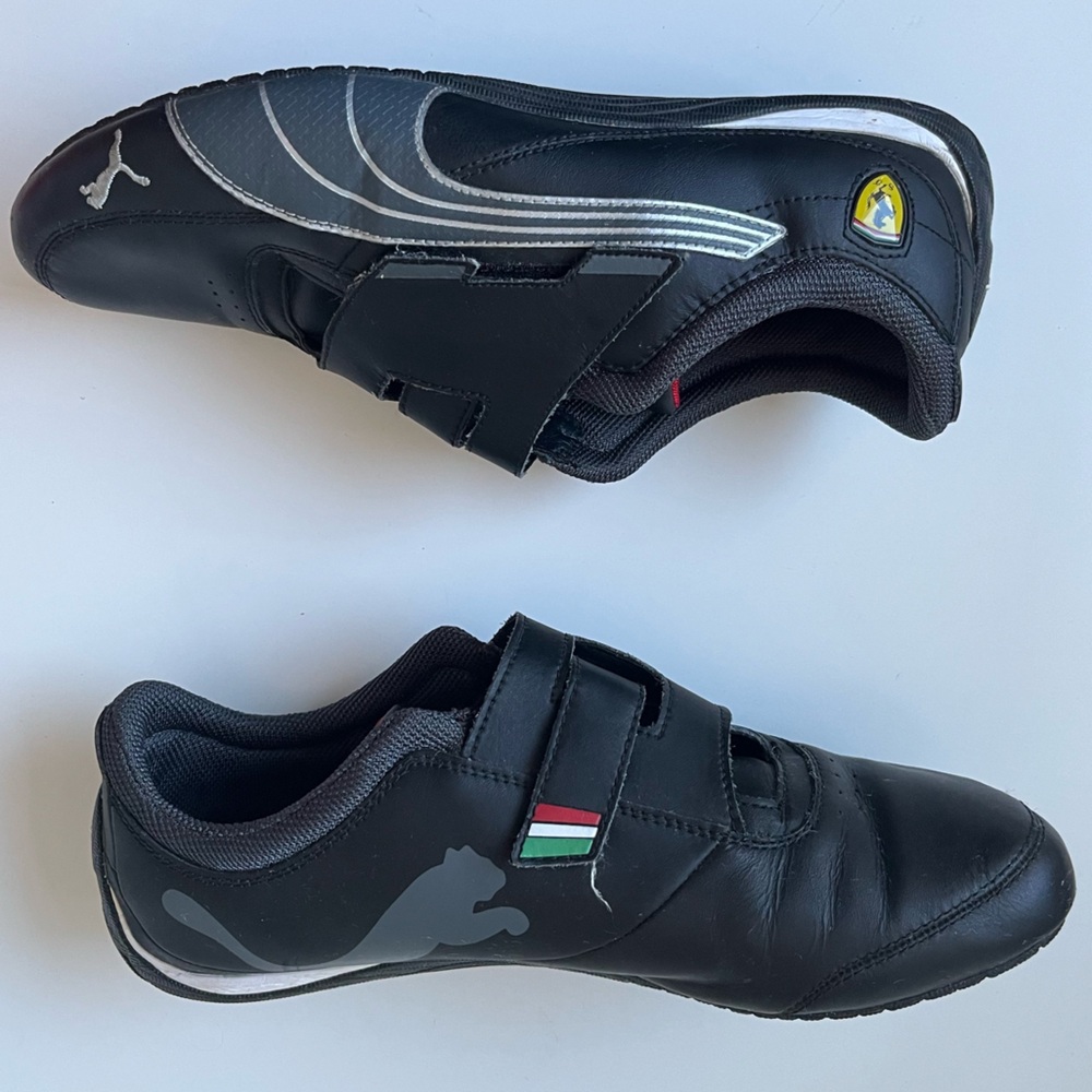 PUMA Ferrari Mens Sport Lifestyle Black Velcro Sneakers with Logo Size 9.5
